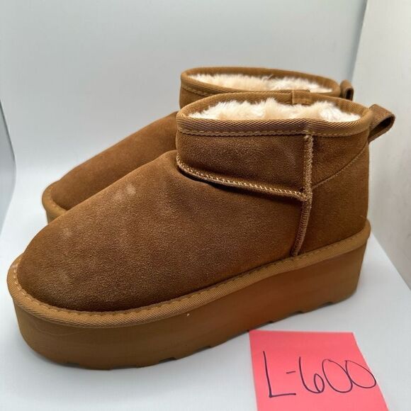 CUSHIONAIRE Women's Genuine Suede pull platform boot +Memory Foam 7.5 CHESTNUT - Picture 3 of 7